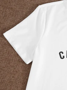Calvaya Plus Letter Graphic Tee Graphic Tees Women Tops - White - View 3