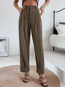 Chiquease 褶皺斜口袋長褲 - 摩卡棕 - 查看 7