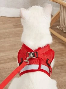 1pc Reflective Pet Harness & 1pc Leash - Red - View 2