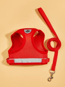 1pc Reflective Pet Harness & 1pc Leash - Red - View 4