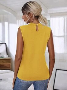 Top tank de espalda con abertura de ojo con diseño de abertura - Amarillo - Ver 2