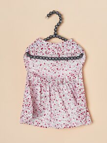 1pc Bow Decor Dog Ditsy Floral Dress - Pink - View 6