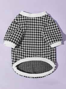 PETSIN 千鳥格狗狗運動衫 - 黑與白 - 查看 1