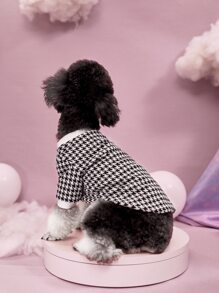 PETSIN 千鳥格狗狗運動衫 - 黑與白 - 查看 7