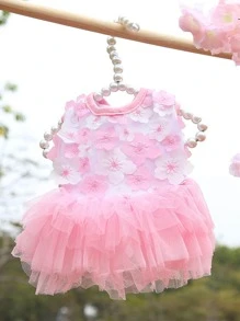Vestido de mascota con diseño de flor - Rosa - Ver 3
