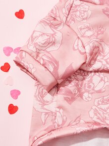 Valentine's Day Rose Print Pet Hoodie - Pink - View 6