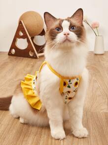 1 chiếc váy thú cưng in hoa hướng dương - Màu vàng - Xem 1