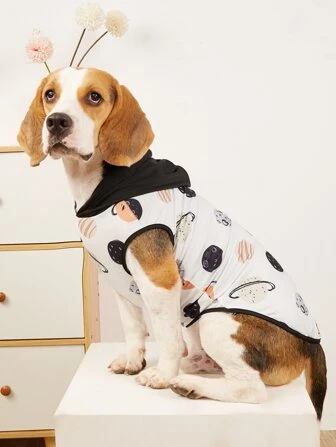 Top sans manches pour animaux de compagnie à imprimé planète