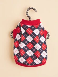 1件經典菱形圖案寵物上衣（適用於貓狗），夏季 - 彩色 - 查看 3
