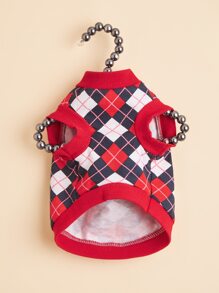 1件經典菱形圖案寵物上衣（適用於貓狗），夏季 - 彩色 - 查看 5