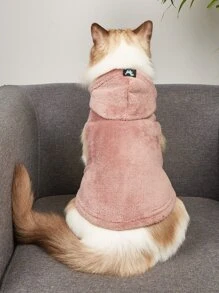 Pet Sleeveless Plush Hooded Vest In Macaron Colors - Brown - View 1