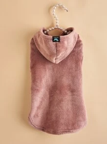 Pet Sleeveless Plush Hooded Vest In Macaron Colors - Brown - View 2
