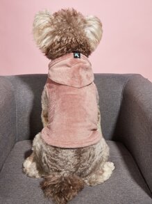 Pet Sleeveless Plush Hooded Vest In Macaron Colors - Brown - View 6