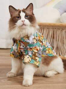 Cartoon Graphic Pet Shirt - Multicolor - View 1