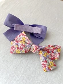 1pc Flower Pattern Pet Hair Clip & 1pc Plain Pet Hair Clip - Multicolor - View 2