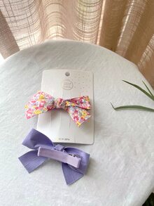 1pc Flower Pattern Pet Hair Clip & 1pc Plain Pet Hair Clip - Multicolor - View 3