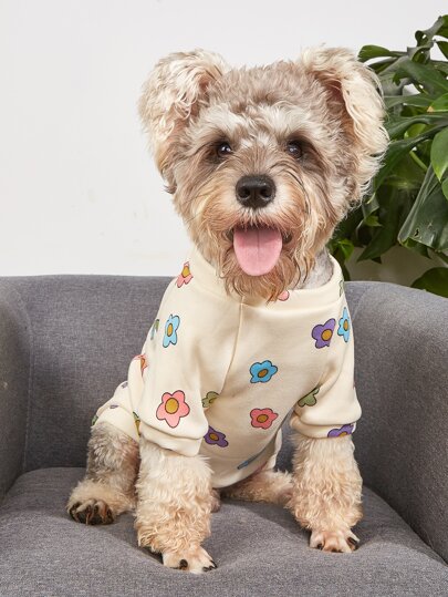 花朵印花寵物運動衫