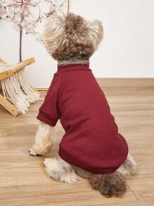 1 pieza sudadera con capucha informal, cómoda y transpirable para gatos y perros - Burdeos - Ver 5