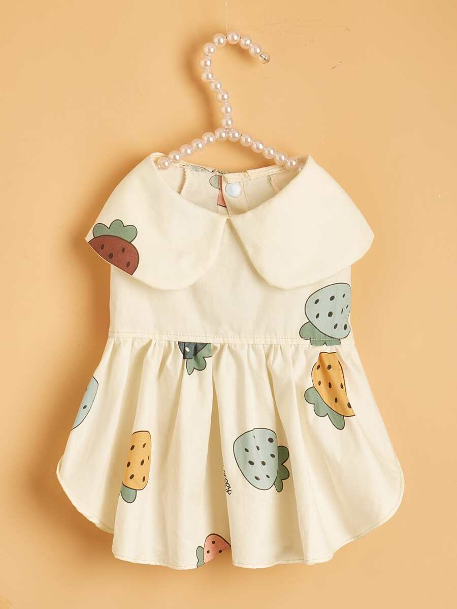 草莓圖案寵物連衣裙 - 彩色 - 查看 1