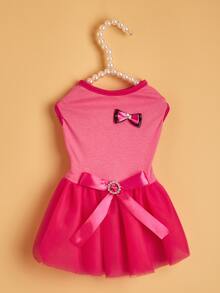 1pc Pink Bowknot Pet Skirt - Pink - View 2