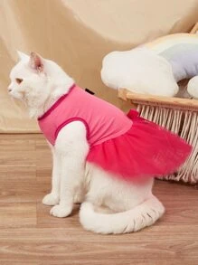 1pc Pink Bowknot Pet Skirt - Pink - View 4