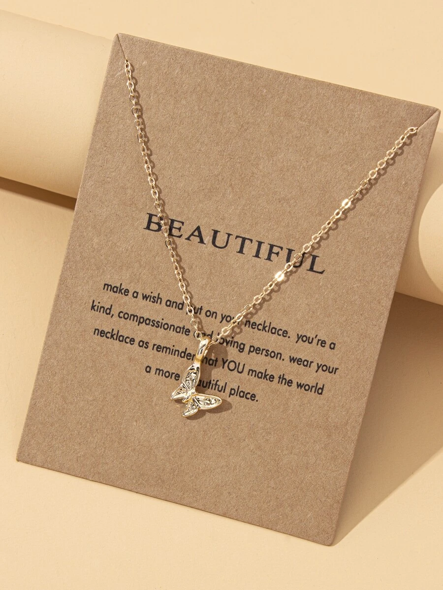 小女童蝴蝶吊墜項鍊