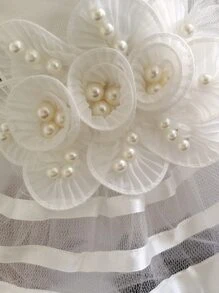 1pc Faux Pearl Decor Pet Dress - White - View 5