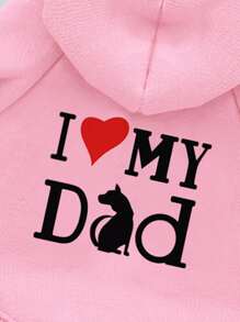 標語圖案寵物連帽衫 - 粉色 - 查看 3