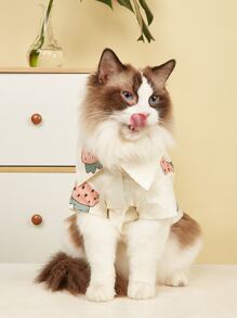 草莓圖案寵物襯衫 - 彩色 - 查看 1