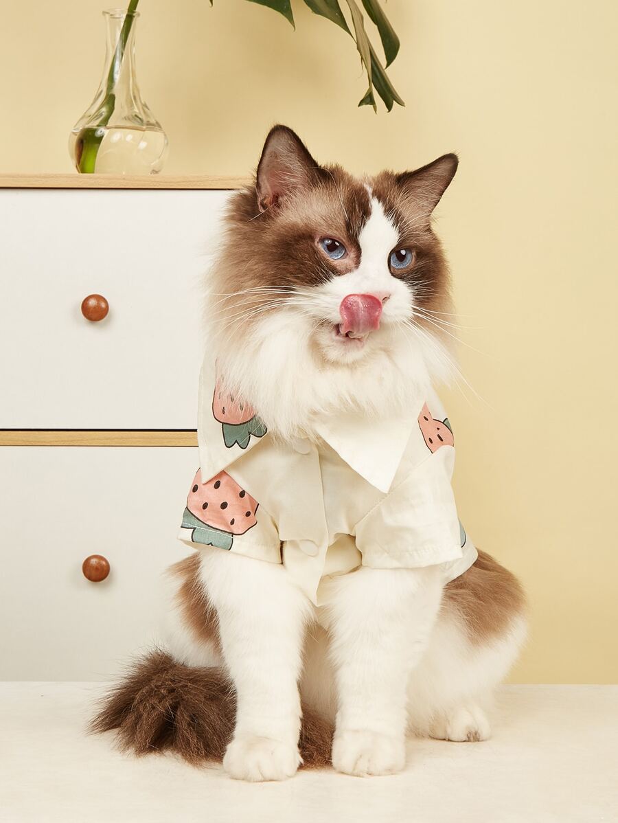 草莓圖案寵物襯衫 - 彩色 - 查看 1