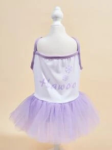 Đồ họa chữ cái váy ren cho thú cưng - Màu tím - Xem 2