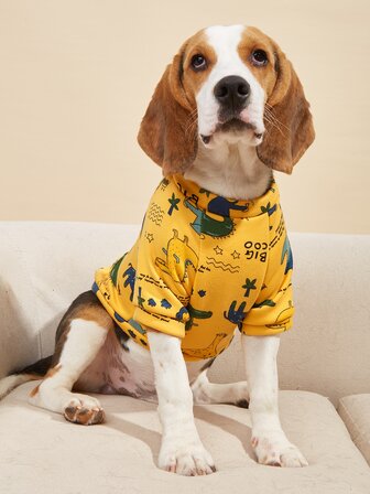 قميص ثقيل حيوانات اليفة بجرافيك رسوم كارتون