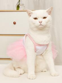 Letter Graphic Mesh Pet Dress - Baby Pink - View 5