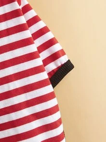 條紋圖案寵物T恤 - 紅白色 - 查看 6