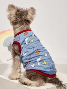 1pc Polyester Cartoon Dinosaur Printed Vest Suitable For Cats And Dogs Daily Wearing