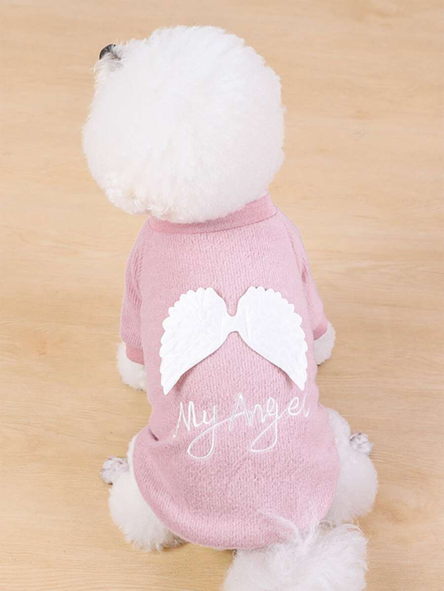 Wings Decor Pet Sweatshirt - Bụi hồng - Xem 1