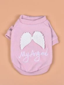 Wings Decor Pet Sweatshirt - Bụi hồng - Xem 2