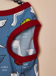 1pc Polyester Cartoon Dinosaur Printed Vest Suitable For Cats And Dogs Daily Wearing