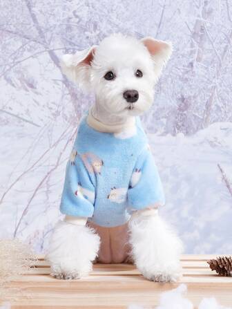 Haustier Sweatshirt mit Cartoon Schaf Muster, Fleece