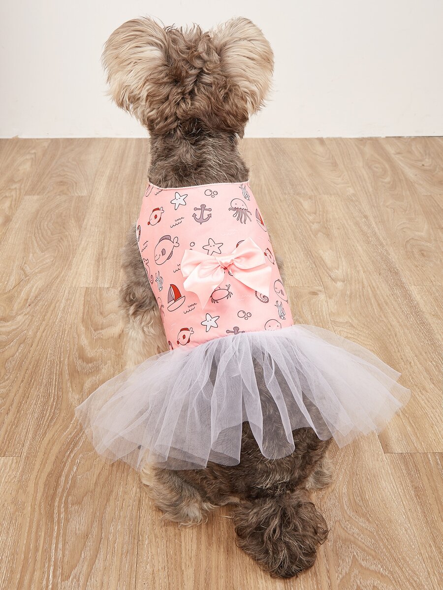 卡通圖案寵物洋裝 - 粉色 - 查看 1