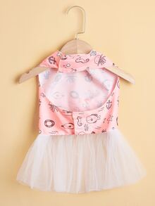 卡通圖案寵物洋裝 - 粉色 - 查看 4