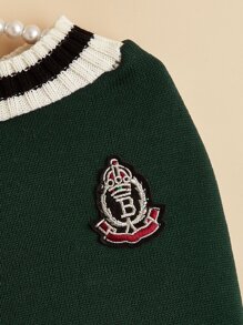 1件聚酯纖維圓領針織毛衣,透氣舒適,適合小型犬和貓咪全年室內外穿著(尺寸偏小,建議選擇1-2大小號) - 綠色 - 查看 7