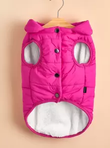秋冬宠物保暖夹克，猫/狗防风隔热棉衣 - 玫紅色 - 查看 5