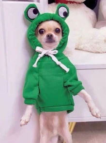 Frog Design Pet Hoodie - Green - View 4