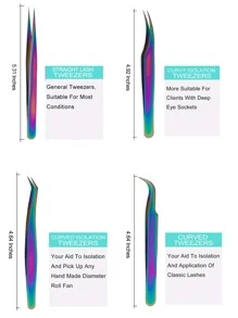 4pcs Ombre Eyelash Tweezers Set - Multicolor - View 3