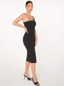 SHEIN BAE One Shoulder Split Thigh Dress - Black - View 4