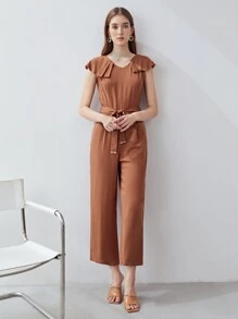 MOTF PREMIUM VISCOSE BELTED JUMPSUIT - Brown - View 3