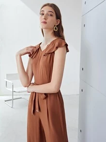MOTF PREMIUM VISCOSE BELTED JUMPSUIT - Brown - View 6