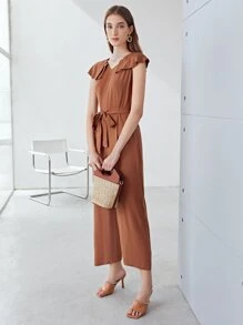 MOTF PREMIUM VISCOSE BELTED JUMPSUIT - Brown - View 10