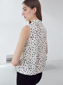MOTF X Gisela Talita Chemisier vintage sans manches - Noir et Blanc - Voir 4